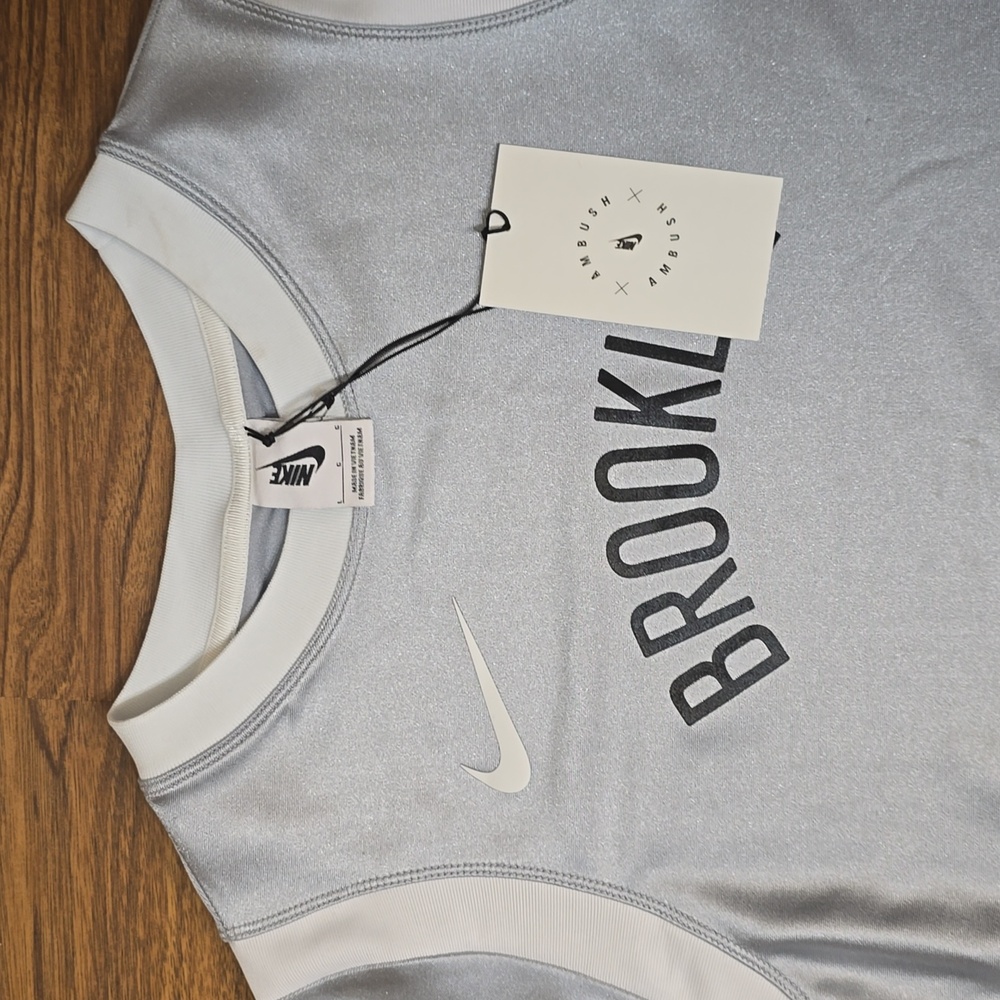 NIKE X AMBUSH NBA BROOKLYN SIZE L WOMENS SILVER WHITE - Picture 6 of 12